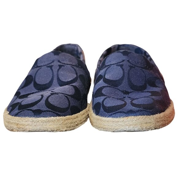 Coach Navy Blue Monogram Canvas Espadrille Loafers Womens Size 7M - Picture 3 of 7